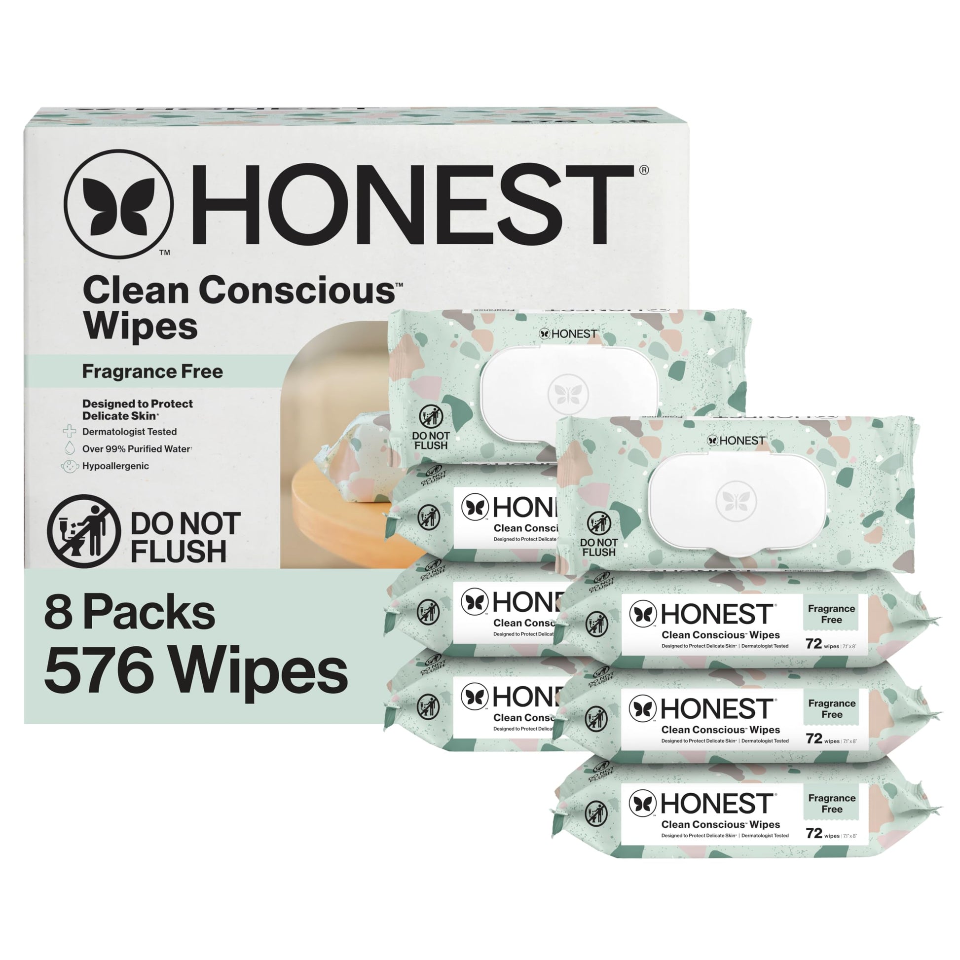 Buy now The Honest Company Hypoallergenic Multi-Use Baby Wipes for Sensitive Baby Skin Rainbow 60 Count Geo Mood 72 Count (Pack of 8) at indiglob india