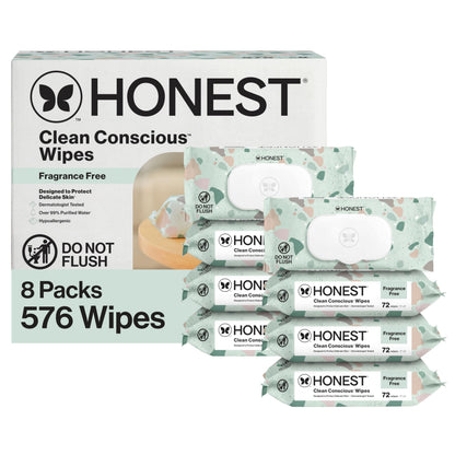 Buy now The Honest Company Hypoallergenic Multi-Use Baby Wipes for Sensitive Baby Skin Rainbow 60 Count Geo Mood 72 Count (Pack of 8) at indiglob india