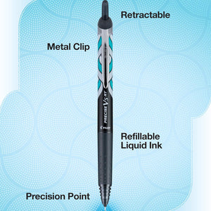 Pilot Precise V5 RT Refillable & Retractable Rolling Ball Pens, Extra Fine Point Pens, 0.5 mm, Assorted, Pack of 5 - Ideal for School, Journaling & Office Writing