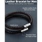 FIBO STEEL 2-3PCS Stainless Steel Braided Leather Bracelet for Men Women Wrist Cuff Bracelet 7.5-8.5 inches