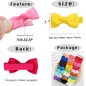 CÉLLOT Baby Hair Clips 50 Pieces 25 Colors in Pairs Baby Girls Fully Lined Bows Hair Pins Tiny 2" Hair Bows Alligator Clips for Girls Infants Toddlers