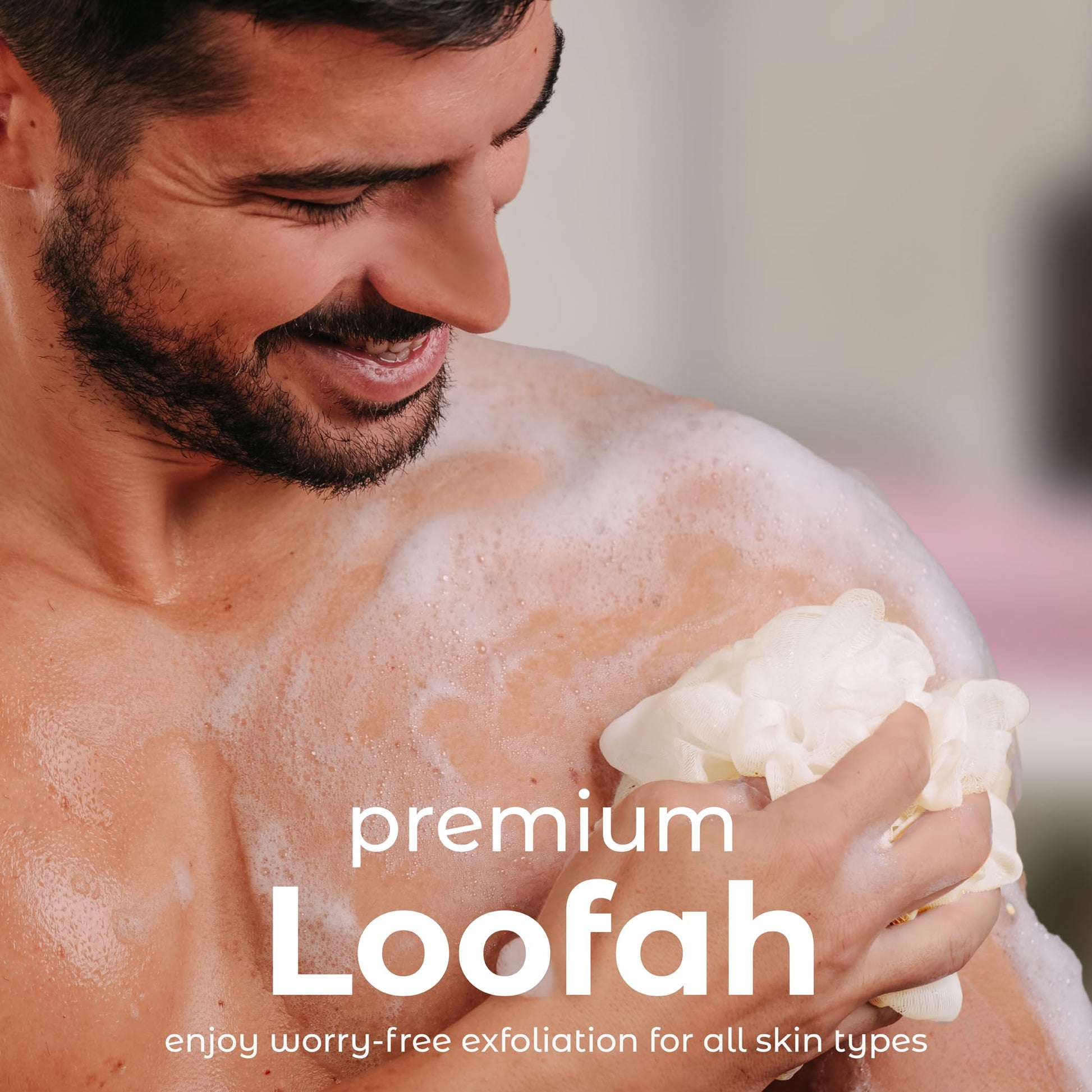 Buy now MainBasics Seaweed Infused Bath Shower Loofah Sponge Pouf Body Wash Scrubber (Set of 3) at indiglob india