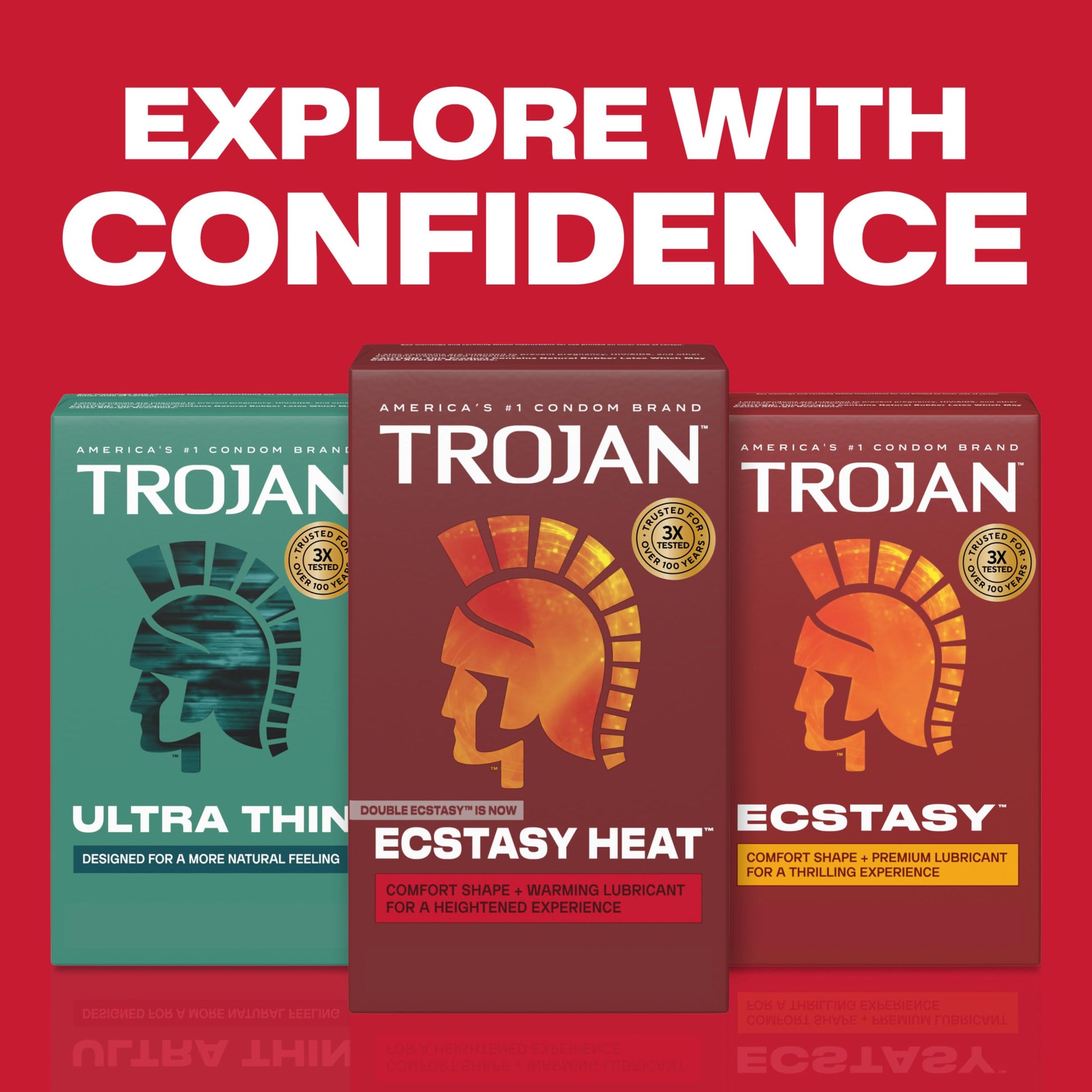 Buy now Trojan Ecstasy Heat Latex Lubricated Ribbed Condoms for Men with Warming Lubricant for a Heightened Experience, Helps Reduce Risk of Pregnancy and Sexually Transmitted Infections (STIs), 10 Count at indiglob india