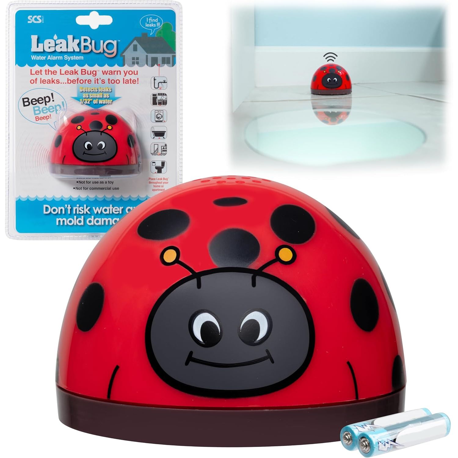 Buy now Water Leak Bug Monitoring Sensor with Alarm 6 Pack - Electronic Flood Detector for Kitchen & Basement- Detects as Little as 1/32" of Liquid - Overflow Alert Beeps Loudly - XMAS Gift for New Homeowners 1 Pack at indiglob india