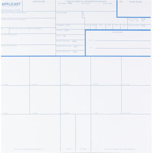 Federal Bureau of Investigation CS-10PK Fingerprint Cards, Applicant Fd-258, Pack of 10