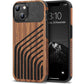 TENDLIN Compatible with iPhone 14 Pro Max Case Wood Grain with Carbon Fiber Texture Design Leather Hybrid Slim Case Black