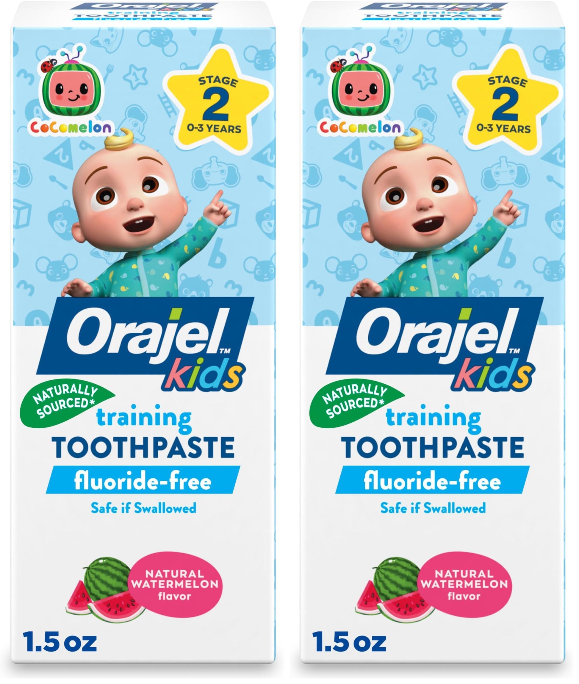 Buy now Orajel Kids CoComelon Training Toothpaste Fluoride-Free; #1 Pediatrician Recommended Fluoride-Free Toothpaste*, 1.5oz Tube Natural Watermelon Flavor 1.5 Ounce (Pack of 2) at indiglob india