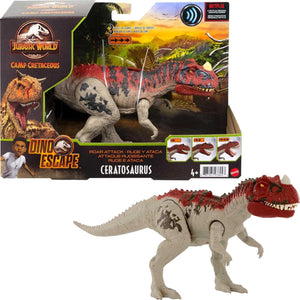 Mattel Jurassic World Camp Cretaceous Roar Attack Dinosaur Action Figure, Ceratosaurus Dino Toy with Strike Motion & Sounds