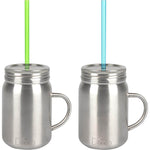 16 Oz Stainless Steel Mason Jars with Straws & Lids (2 Pack) - Insulated Double Wall Drinking Mugs Keep Drinks Hot or Cold for Hours - Essential Reusable Water Bottles, Coffee Cups, Travel Tumblers - My Store