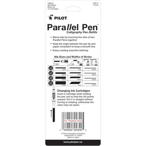 Pilot Parallel Mixable Color Ink Refills for Calligraphy Pens, Black Ink, 12-Pack (77313)
