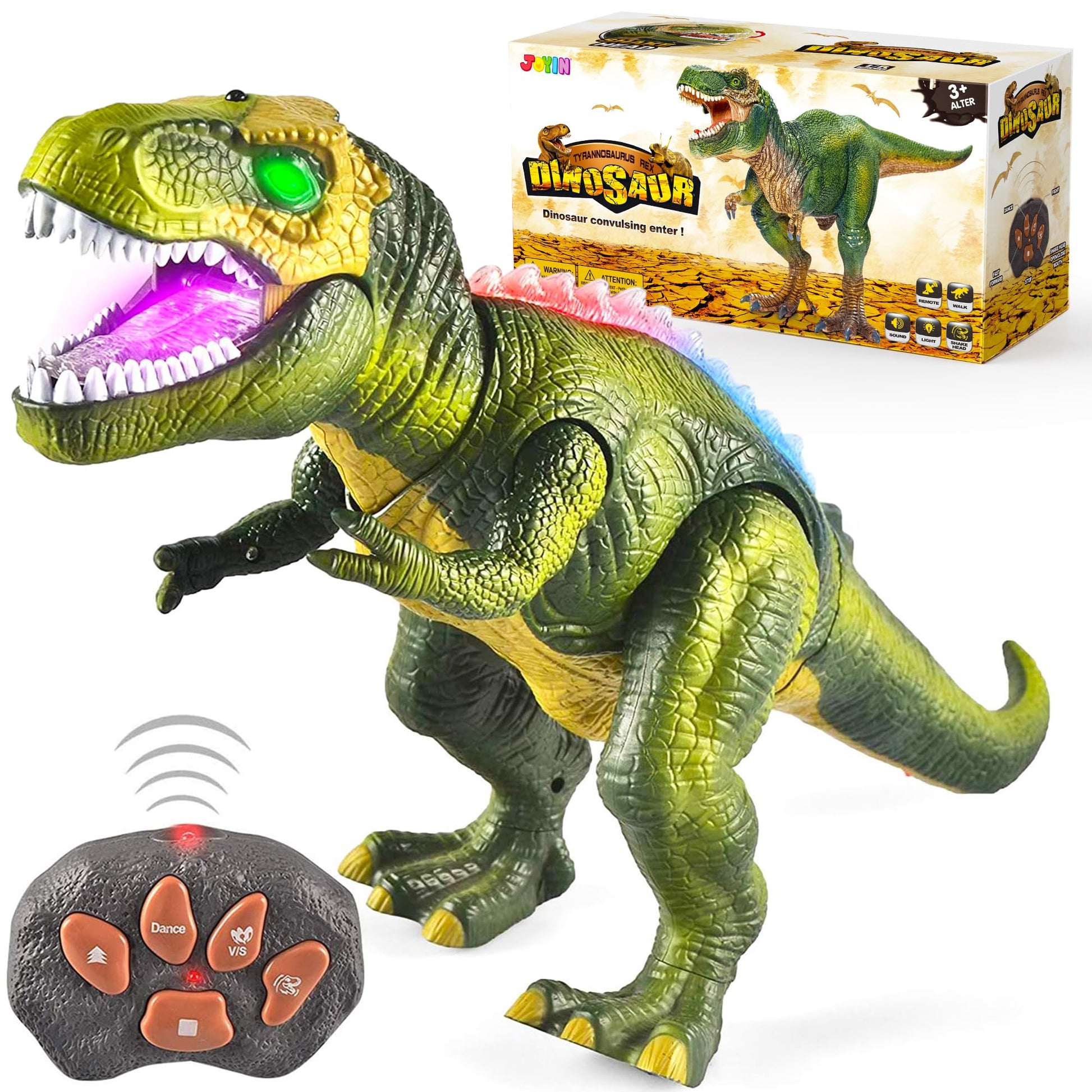 Buy now JOYIN Robot Dinosaur Toy for Kids Boys 3+ Big T.rex with Light and Realistic Roaring Sound, Remote Control Walking & Dancing Dinosaur, Electronic Steam Toy, Birthday Gift for Kids Boys Girls at indiglob india
