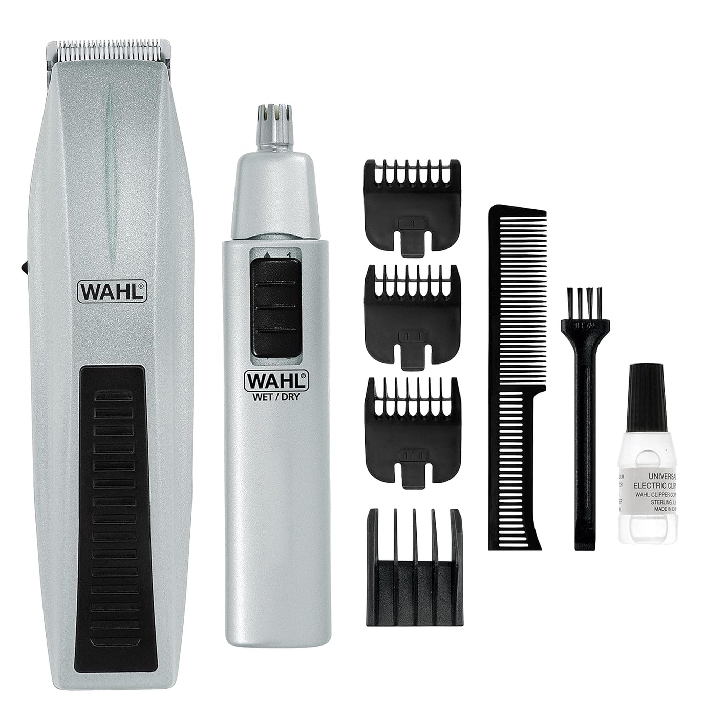 Wahl Beard Trimmer for Men - Battery Operated Facial Hair Grooming Set for Mustaches, Beard, Neckline, Light Detailing and Grooming with Bonus Battery Nose & Ear Hair Trimmer - Model 5537-420