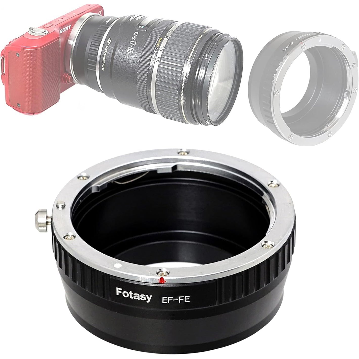 Fotasy Manual Cannon EF Lens to E Mount Adapter, EFS E Mount, EF Adapter to E Mount, Compatible with Sony Mirrorless a7 a7r a7s a7 II III IV a9 a9II a7c aplha 1 a6600 a6500 a6400 a6300