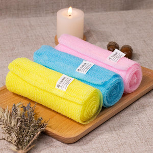 Yiclick Exfoliating Washcloth Towel [3 Pack], Japanese Exfoliating Wash Cloth, Korean Body Scrubber Exfoliator, Back Scrubber Washer for Shower Bath, Body Scrub African Net Sponge Loofah Luffa Colors