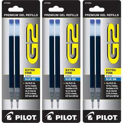 Pilot, G2 Gel Ink Refills, Fine Point 0.7 mm, Black, Pack of 6