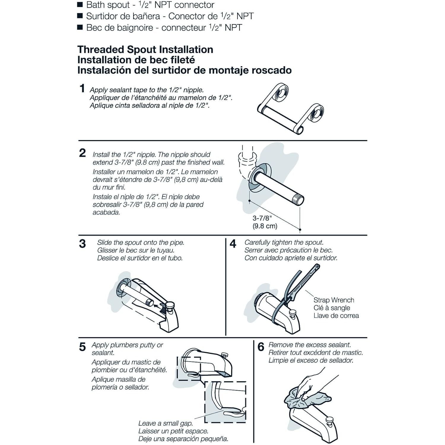 Buy now KOHLER GENUINE PART GP85555-CP DIVERTER BATH SPOUT - 1/2" NPT CONNECTION at indiglob india