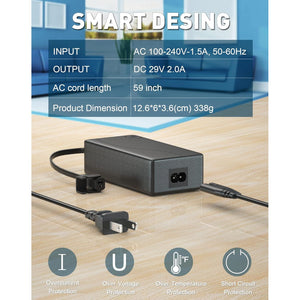 Power Recliner Power Supply, AC/DC Switching Power Supply Transformer 2-pin 29V/24V 2A Adapter with AC Power Cord for Electric Power Recliner Lift Chair