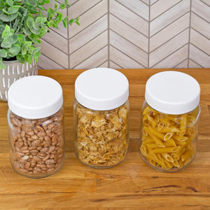 Cornucopia Brands Regular Mouth Plastic Mason Jar Lids, Unlined (24-Pack); Standard Size 70-450 White Plastic Caps for Mason Jars