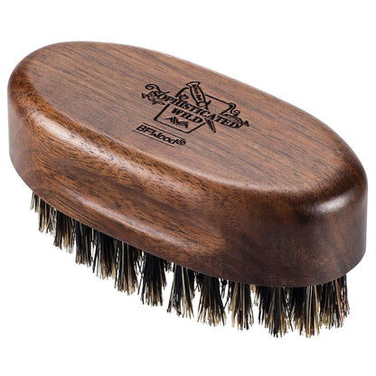BFWood Boar Bristle Beard Brush - Black Wood Walnut Military Style, Men's Wooden Mustache Brush