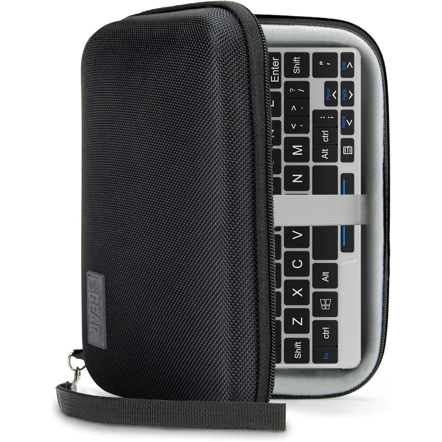 USA GEAR GPD Pocket Mini Laptop PC 7 Inch Hard Case Storage Travel Case - Compatible with 7 Inch Small Notebook UMPC Computer, GPD Win Mini, and More - Water Resistant Exterior, Mesh Pouch (Black)