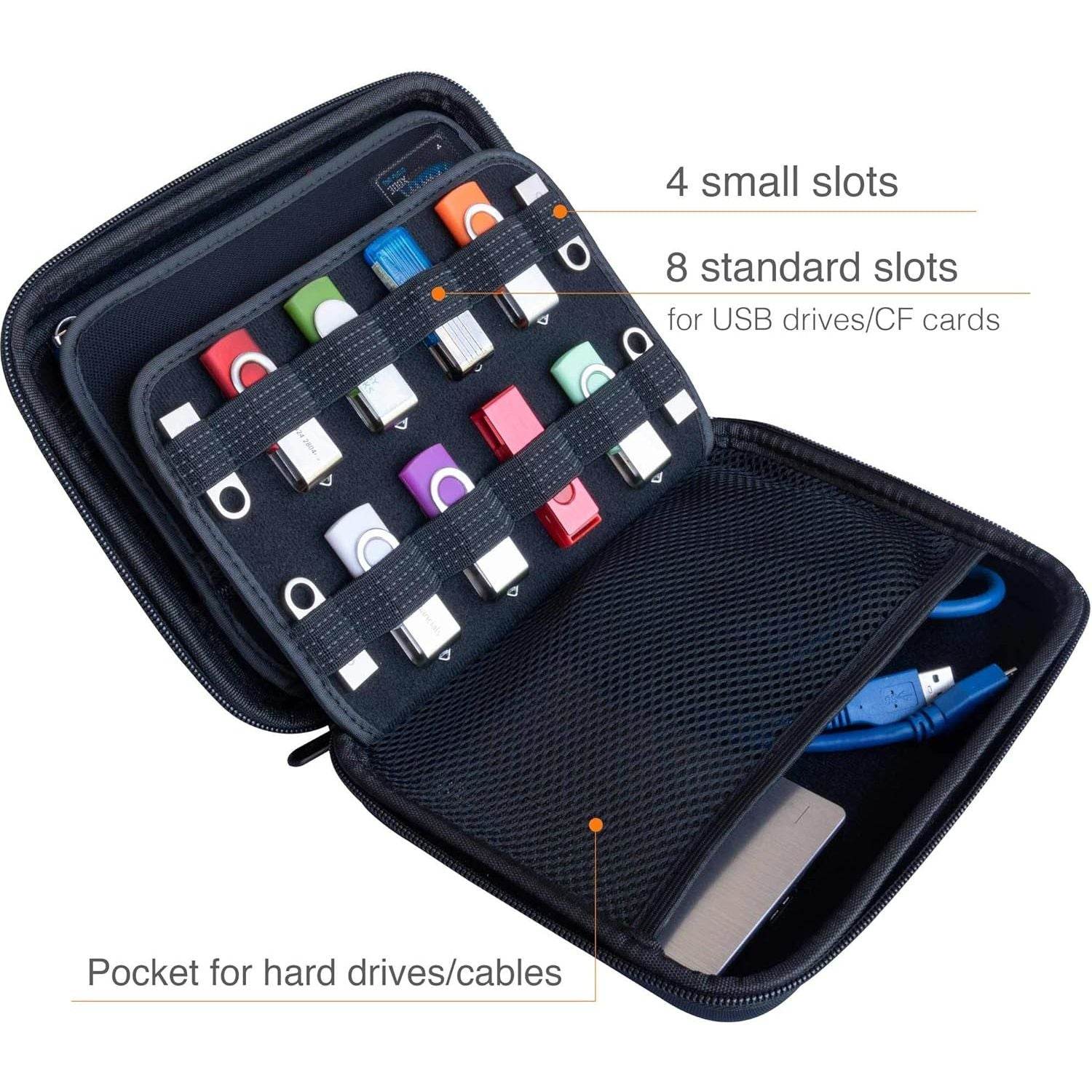 ButterFox Large Capacity USB Thumb Flash Pen Drive Storage Holder/Memory Card SD SDXC SDHC Card Holder Case/External Hard Drive Case/Universal Electronic Accessories Organizer - My Store