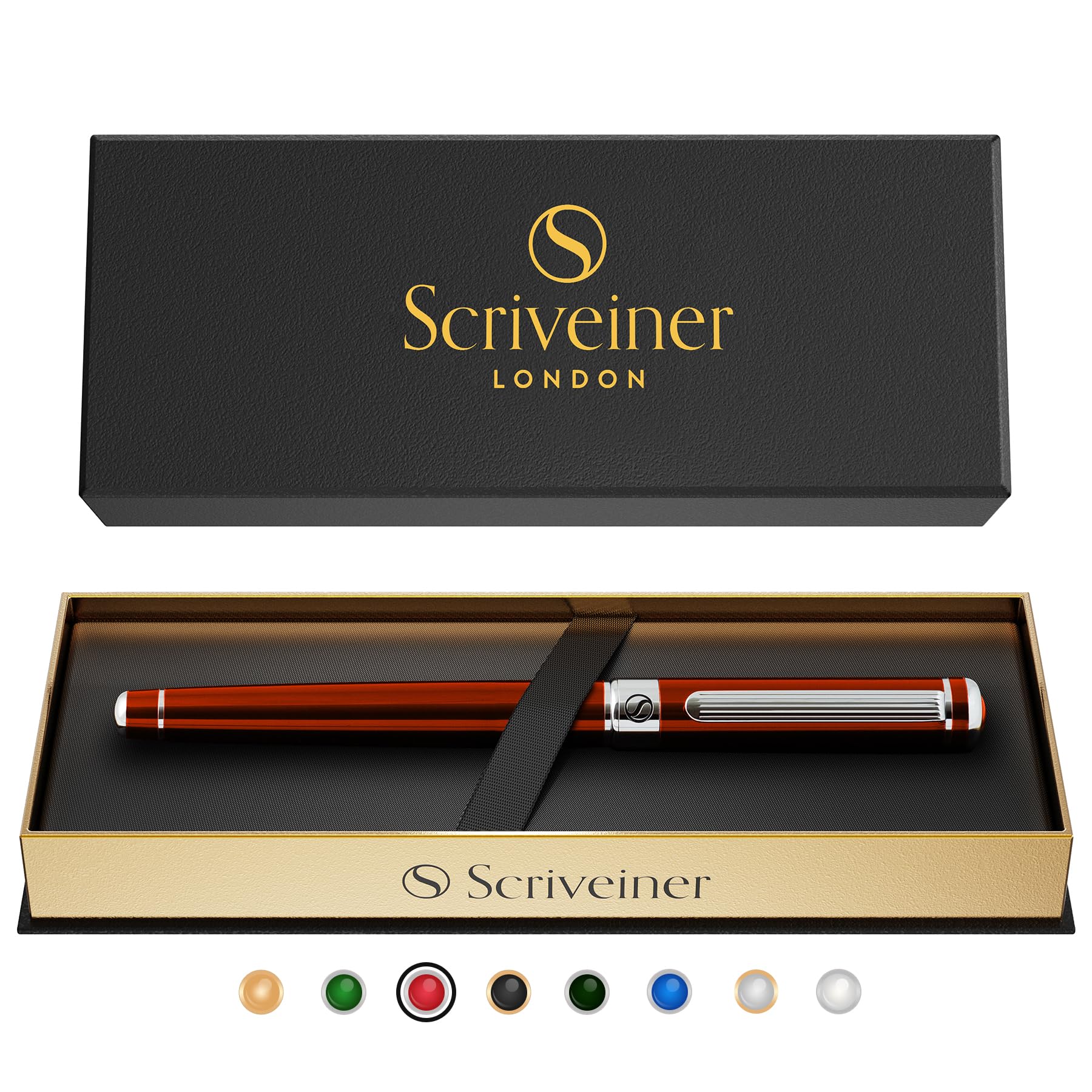 Buy now Scriveiner Black Lacquer Rollerball Pen - Stunning Luxury Pen, Real Gold Plating, Schmidt Ink Refill, Best Roller Ball Gift Set for Men & Women, Professional, Executive Office, Nice Pens at indiglob india