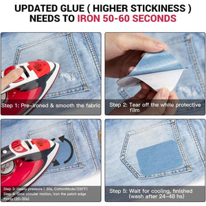 HTVRONT Iron on Patches for Clothes, 20PCS Iron on Patches for Jeans 3" by 4-1/4", 4 Shades of Cotton Denim Clothing Repair and Decoration Kit for DIY Repair, Crafting, Embellishment