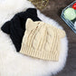 SATINIOR Cute Cat Ear Beanie Hat Cat Knitted Hat Winter Cable Knit for Women