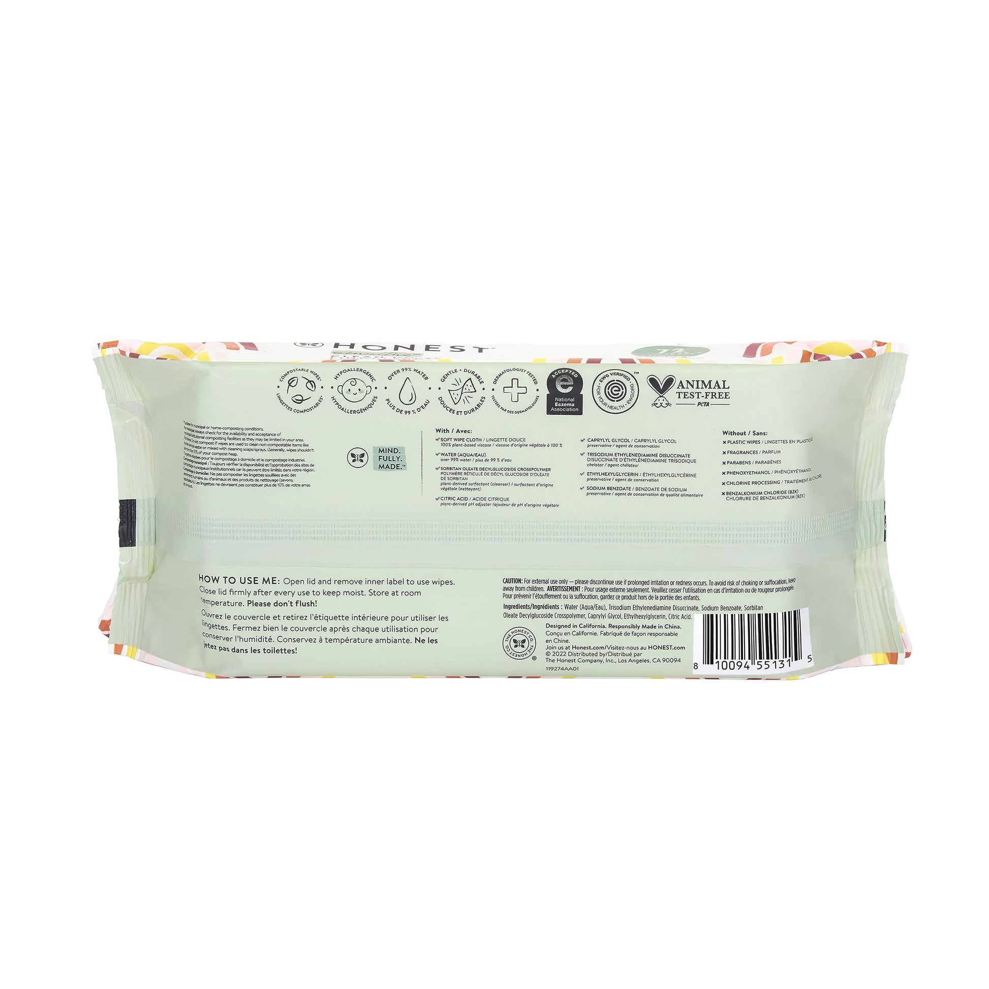 Buy now The Honest Company Hypoallergenic Multi-Use Baby Wipes for Sensitive Baby Skin Rainbow 60 Count at indiglob india
