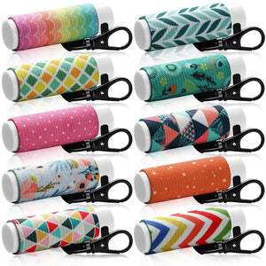 Sureio 10 Pack Lip Balm Holder Keychain Compact Clip On lipstick Lip Gloss Holder Keychain Elastic lipstick Sleeve Clip (Floral Style)