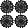 Phantomon 12 Inch Round Doilies Crochet Handmade Lace Placemats 100% Cotton Knitted Coasters, Pack of 4 (Beige) - Black