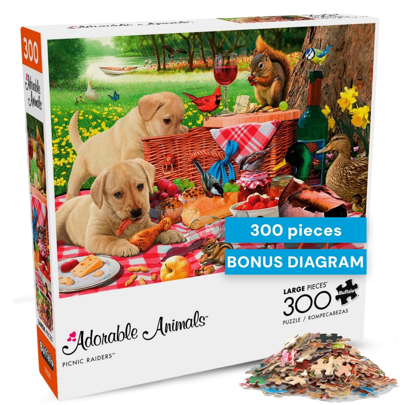 Buy now Buffalo Games - Picnic Raiders - 300 Piece Puzzle for Adults, Oversized Large Jigsaw with Easy to Grasp Pieces - Steve Read - Adorable Animals Collection at indiglob india