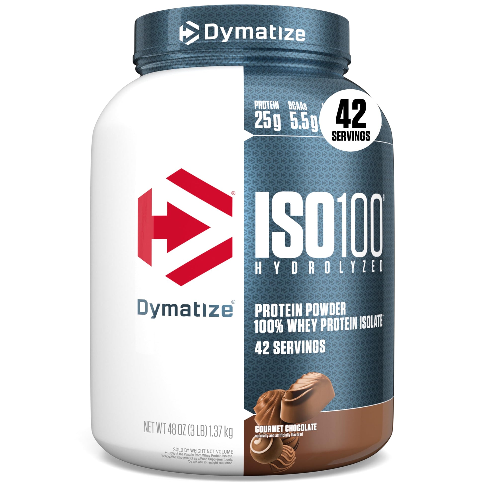 Buy now Dymatize ISO100 Whey Protein Powder Isolate, Gourmet Chocolate, 25g of Protein, 5 Pound, 5.5g BCAAs, Less Than 120 Cal., Gluten Free, 1g Fat, 1g Sugar, 2g Carb (71 Servings) Chocolate 3 Pound (Pack of 1) at indiglob india