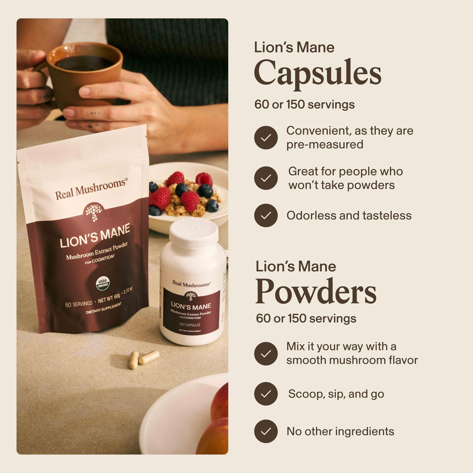 Buy now Real Mushrooms Lions Mane Mushroom Supplement - Organic Lions Mane Extract Powder for Overall Wellness with Adaptogens – Functional Vegan, Non-GMO Blend with 60 Servings at indiglob india