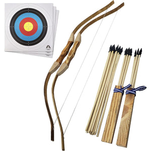 Adventure Awaits! - 2-Pack Handmade Wooden Bow and Arrow Set - 20 Wood Arrows and 2 Quivers - for Outdoor Play