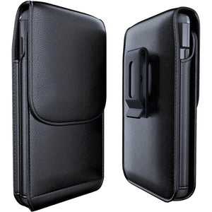 Cell Phone Belt Holster for iPhone 12, 12 Pro, 11 Pro, Xs, X, 10 Vertical Leather Belt Case with Belt Clip, ID/Card Holder Carrying Pouch Cover (Fits Apple iPhone 12, 11 Pro with Otterbox Case) - My Store