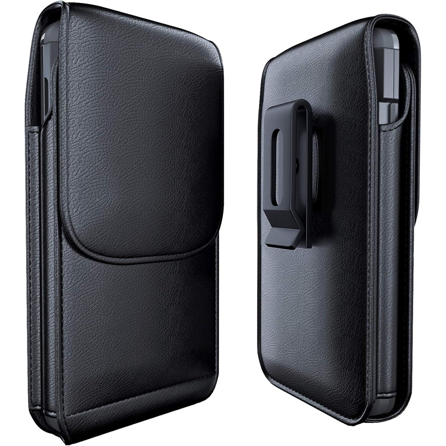 Cell Phone Belt Holster for iPhone 12, 12 Pro, 11 Pro, Xs, X, 10 Vertical Leather Belt Case with Belt Clip, ID/Card Holder Carrying Pouch Cover (Fits Apple iPhone 12, 11 Pro with Otterbox Case)