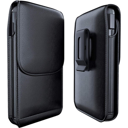 Cell Phone Belt Holster for iPhone 12, 12 Pro, 11 Pro, Xs, X, 10 Vertical Leather Belt Case with Belt Clip, ID/Card Holder Carrying Pouch Cover (Fits Apple iPhone 12, 11 Pro with Otterbox Case)