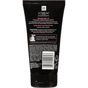 L'Oreal Paris Advanced Hairstyle Blow Dry It Thermal Smoother Cream, 5.1 Ounce