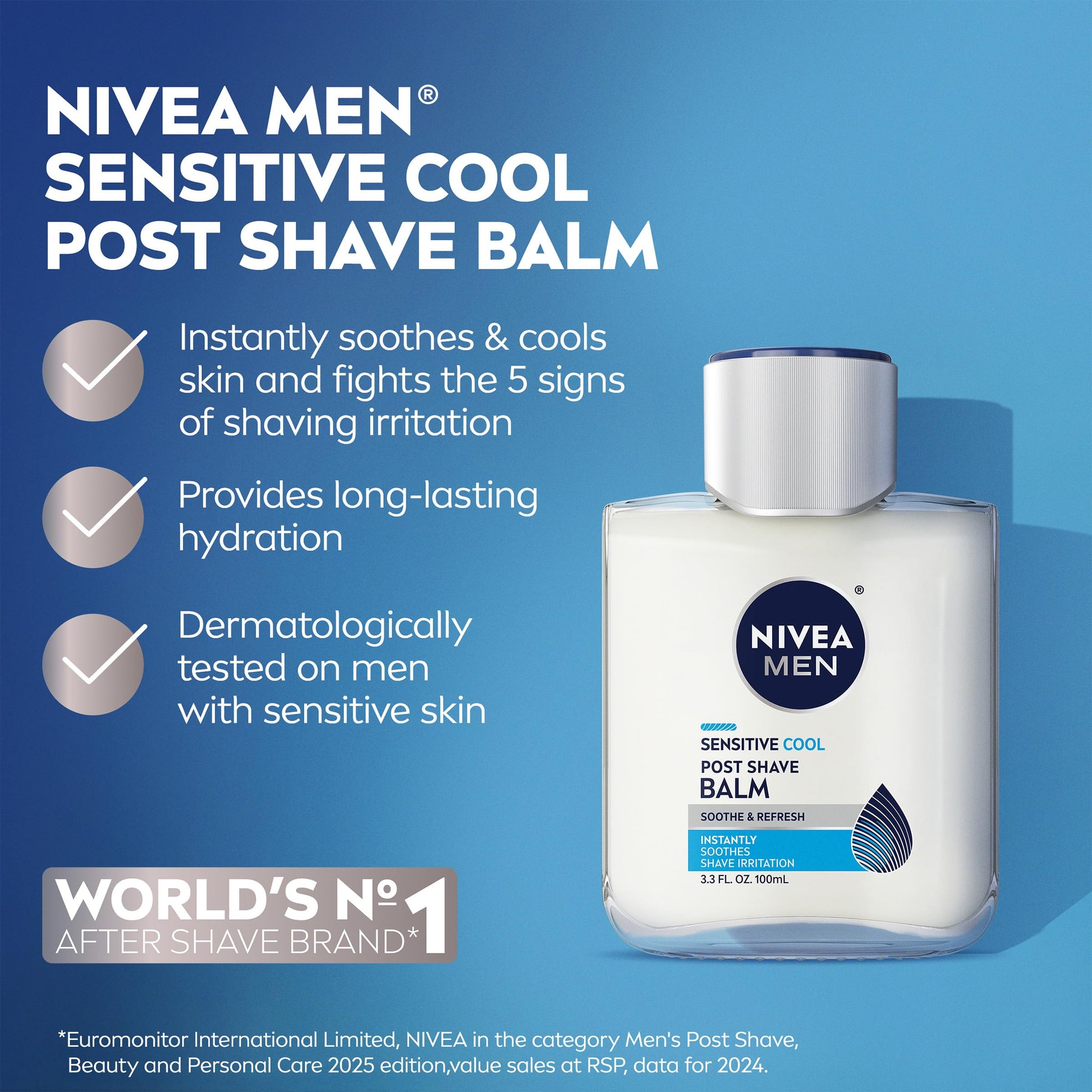 Buy now NIVEA MEN Sensitive Cool Post Shave Balm, Enriched with Chamomile and Seaweed Extracts, Alcohol Free After Shave Balm for Men, 3.3 Fl Oz Bottle, Pack of 3 at indiglob india