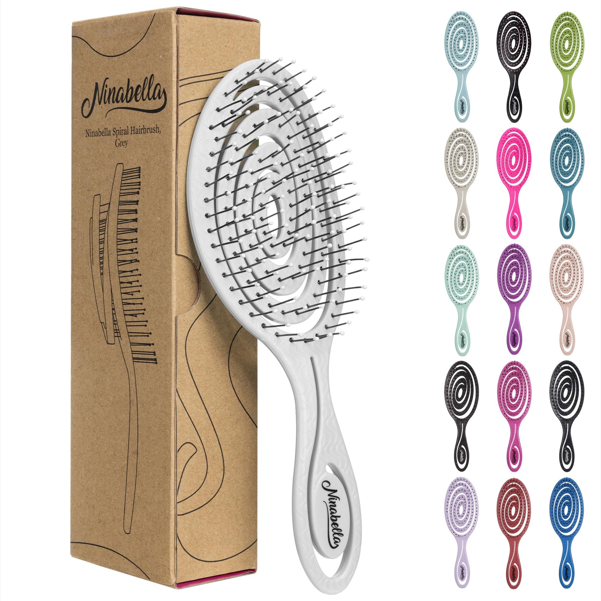 Buy now Ninabella Detangle Hair Brush for Women & Men - Does not Pull - Straightening Brushes for Straight & Curly Hair - Unique Spiral Detangling Hairbrush - Green Small light grey at indiglob india