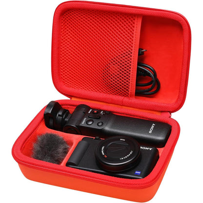 LTGEM Camera Case Compatible with Sony ZV-1F / ZV-1 / ZV-1 II Vlog Digital Camera, Tripod, Microphone and Vlogger Accessory Kit with Shoulder Strap, Black+Gray