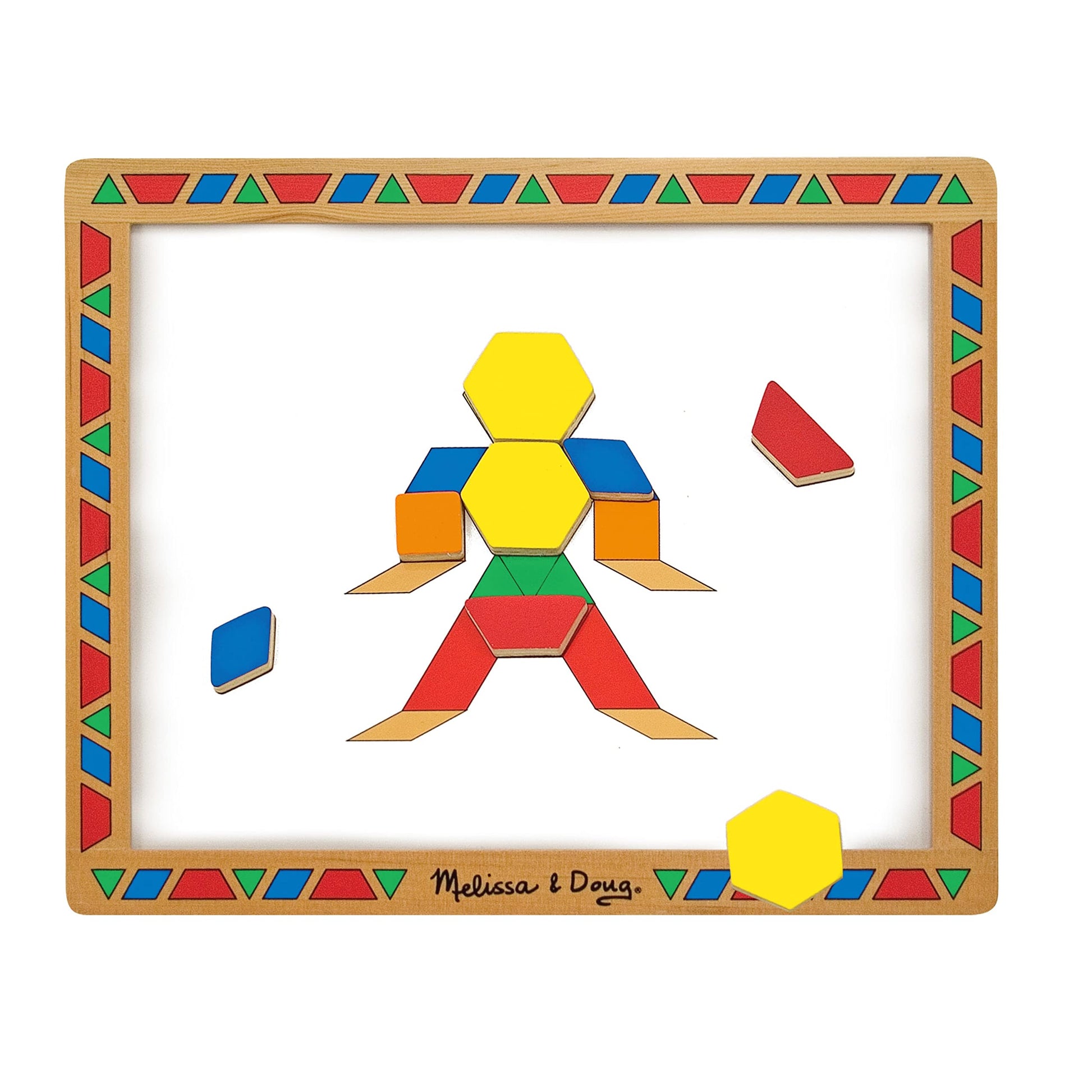 Buy now Melissa & Doug Deluxe Wooden Magnetic Pattern Blocks Set - Educational Toy with 120 Magnets and Carrying Case, Multi/None, 1 EA, English Only. at indiglob india