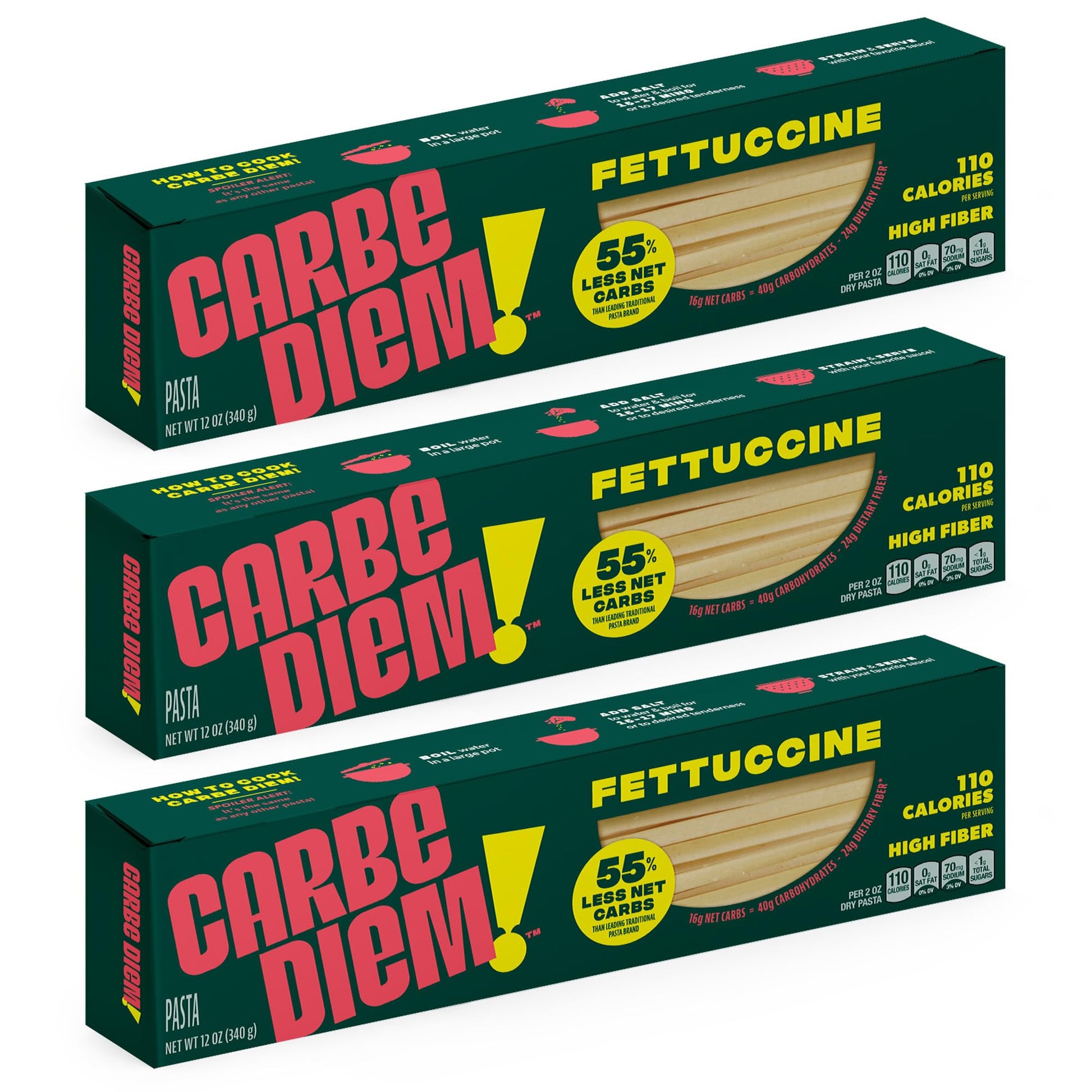 Buy now Carbe Diem!, Spaghetti, Lower Net Carb Pasta with Traditional Flavor & Texture, 8 grams of Protein, 55% Fewer Net Carbs & Only 110 Calories Per Serving, Pack of 3 at indiglob india