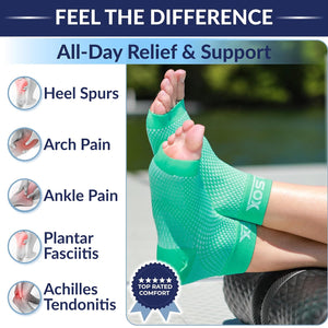 SB SOX Plantar Fasciitis Relief Socks – Ankle Brace Compression Sleeve – Arch Support for Foot Pain, Swelling, Heel Spurs – Foot Brace for Achilles Tendonitis Relief, Injury Recovery (Blue, Medium)