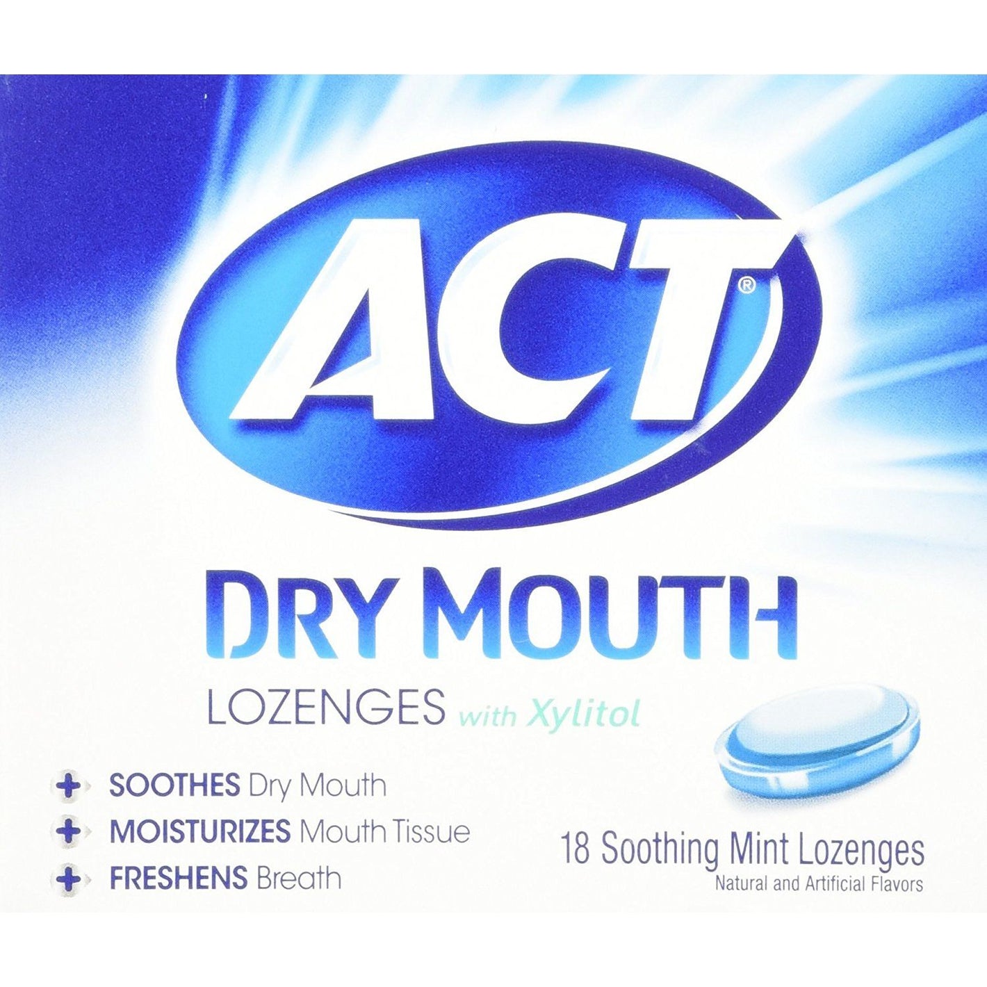 ACT Dry Mouth Lozenges With Xylitol 18 Count (Pack of 1) (Packaging May Vary)
