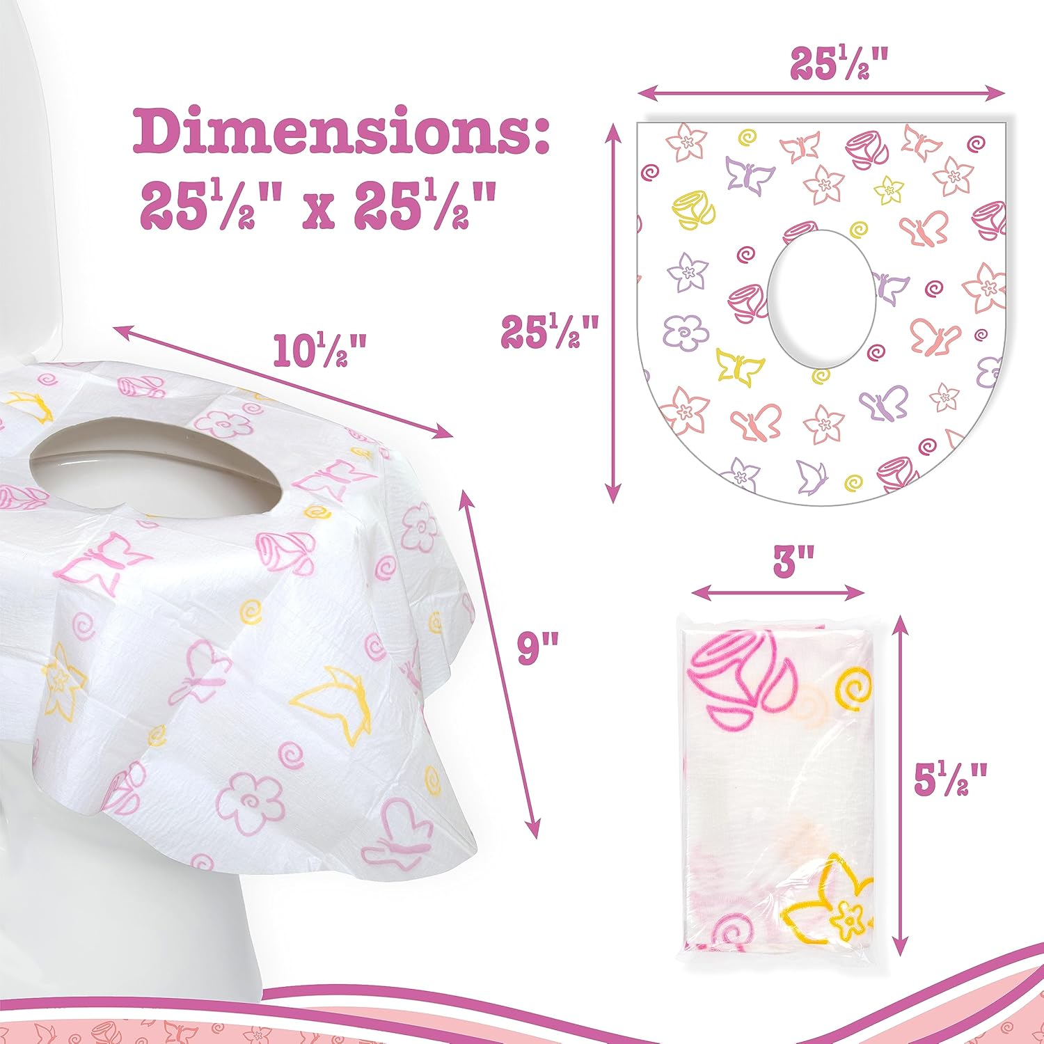 Buy now Toilet Seat Covers Disposable (12 Pack, Floral) - XL Waterproof Toilet Cover for Toddlers, Kids & Adults - Portable & Individually Wrapped for Travel, Potty Training & Public Restrooms at indiglob india