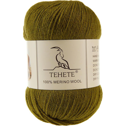 TEHETE 100% Merino Wool Yarn for Knitting 3-Ply Luxury Warm Soft Lightweight Crochet Yarn (Black)