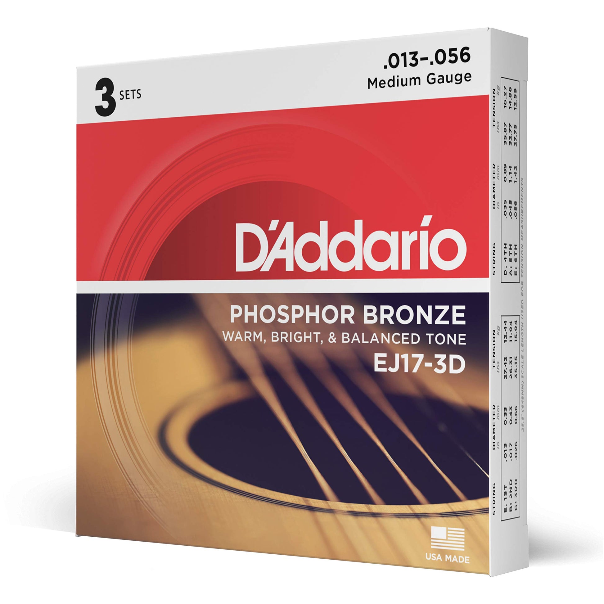 Buy now D'Addario Acoustic Guitar Strings, Phosphor Bronze, EJ42, Resophonic Medium Gauge 16-56, 6-String Set, Pack of 1 at indiglob india