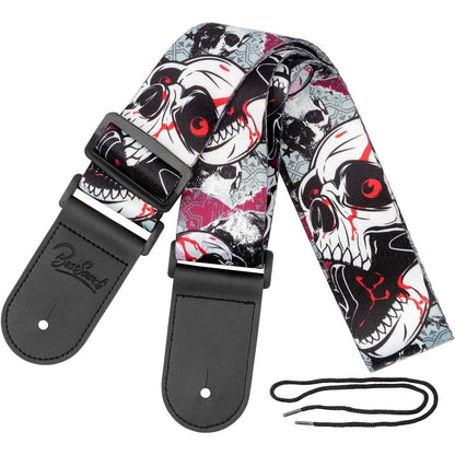 Skull Guitar Strap Leather Ends Guitar Shoulder Strap for Bass, Electric, Acoustic Guitars, Best Gift for Men Women Guitarist